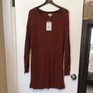Raya Women's XL Sweater Dress Colorado Rust Orange Cable Knit NEW
